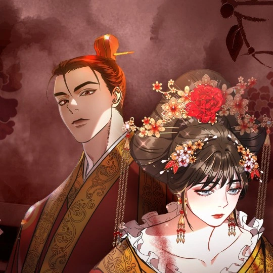 Scène romantique du webtoon Twilight Poem : le couple principal se tenant de façon intime sous une lumière tamisée.