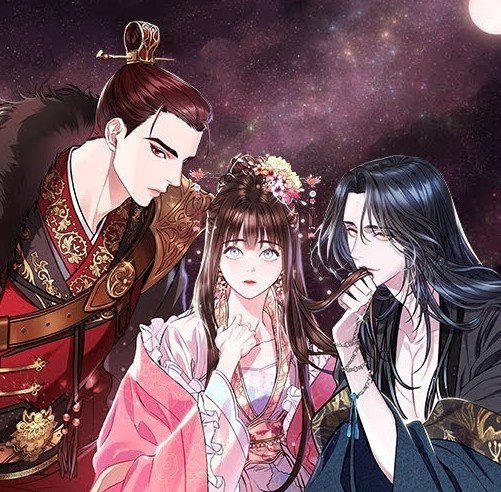 Illustration de couverture du webtoon Twilight Poem montrant les personnages principaux dans un style fantastique et romantique.