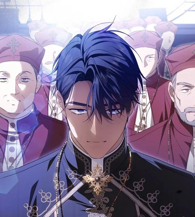 Portrait de Cesare Borgia du webtoon How to Get My Husband on My Side, affichant un sourire hypocrite et un regard sombre, illustrant la section des personnages détestés.