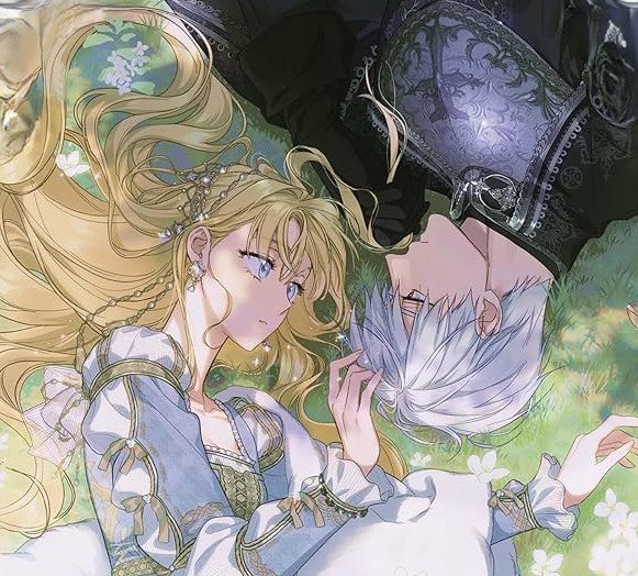Illustration romantique de Rudbeckia et Iske van Omerta, webtoon Les Intrigues d'une Borgia.