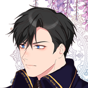 prince Geraint, cheveau noir mais yeux bleus en costume noir royal
