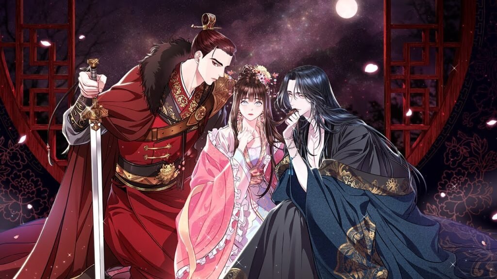Illustration de couverture du webtoon Twilight Poem montrant les personnages principaux dans un style fantastique et romantique.