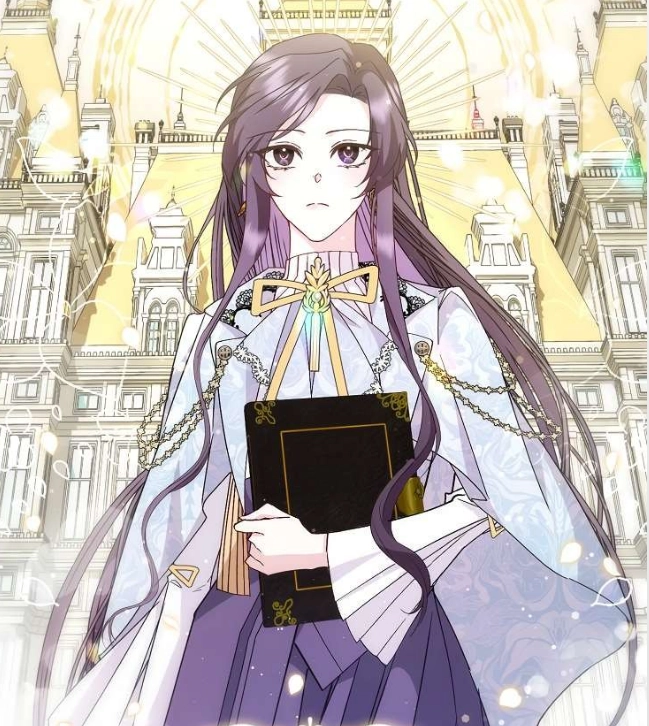 Leila Aster tenant un livre devant un palais dans I Won’t Pick Up the Trash I Threw Away Again, webtoon de romance fantasy centré sur l’autonomie et la reconstruction d’une héroïne après une relation toxique.