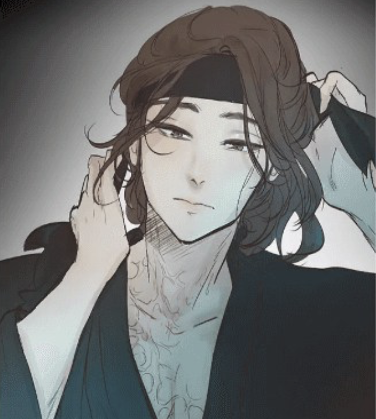 Portrait de Lune, le ninja protecteur et jumeau de l'empereur dans le webtoon Ellin's Solhwa.
