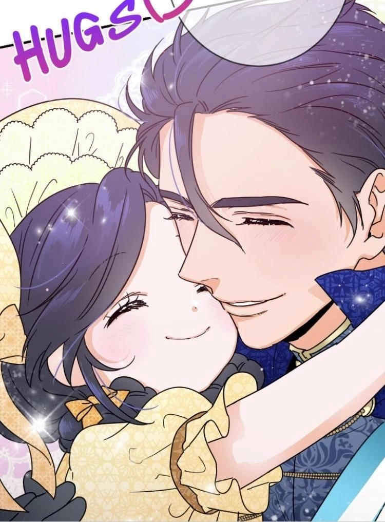 Mr. Rustichel serre affectueusement Lippe dans Lady Baby, illustrant une figure paternelle tendre et protectrice dans les webtoons familiaux.