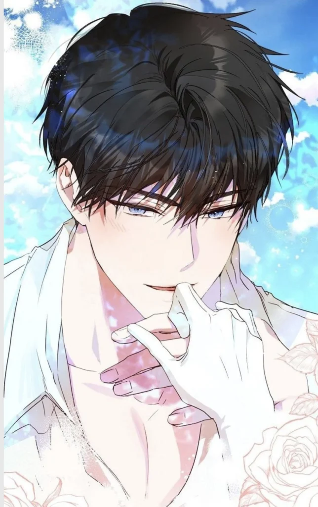 Siegren, héros du webtoon Autrice de ma destinée, dans une illustration mettant en valeur son regard doux et son évolution vers l'un des grands green flags de la romantasy.